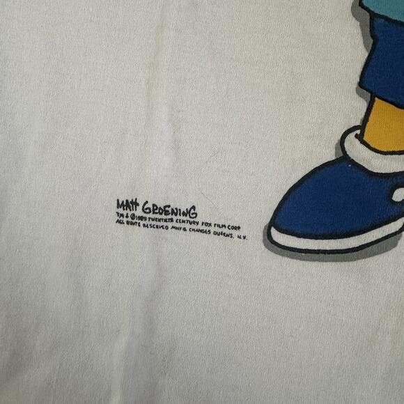 Men's Vintage 80s Screen Stars Bart Simpson Underachiever White T Shirt Tee Sz L - Picture 2 of 5